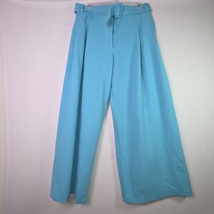 Chaouiche Sky Blue Wide-Leg Belted Pants — XXL — High Waist